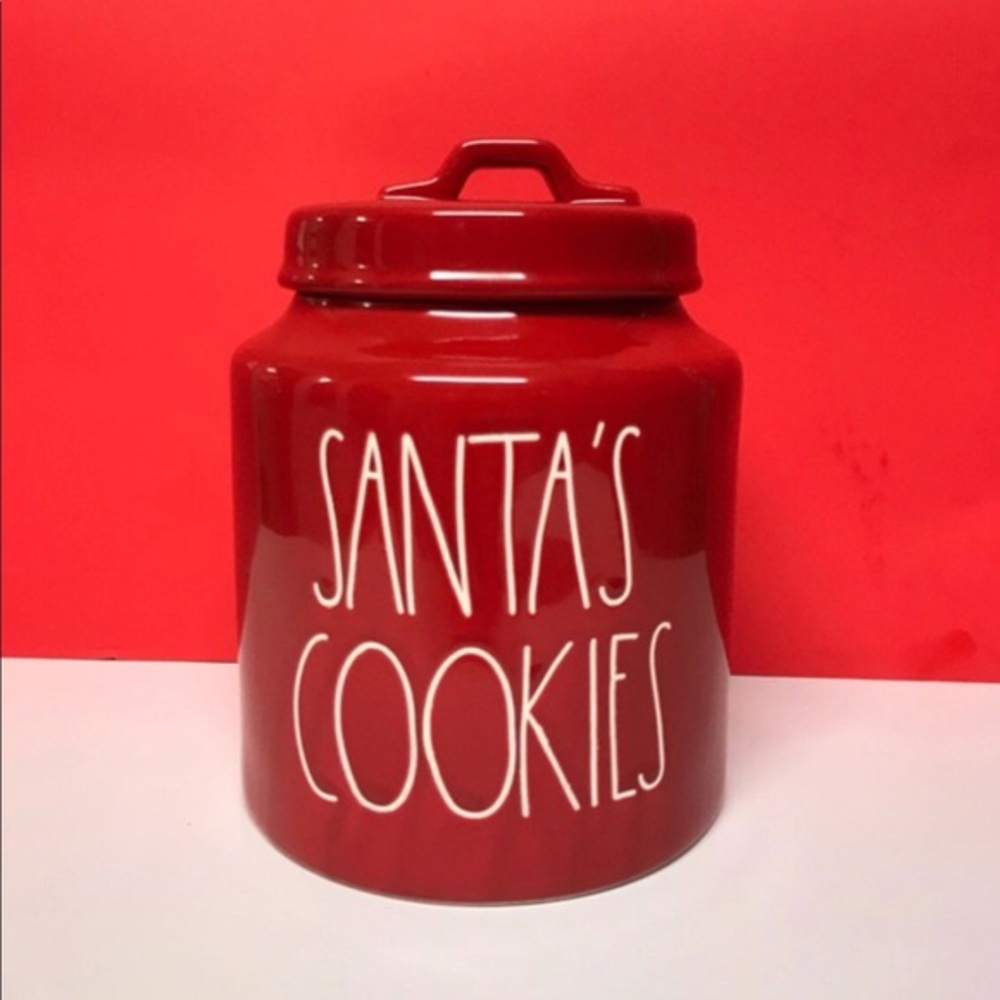 Rae Dunn red Santa’s cookies canister